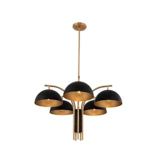 Marcel 5-Light Chandelier in Matte Black with New Brass