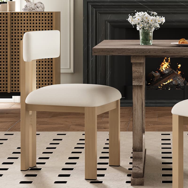 Dining Chairs Set of 2, Armless Dining Chairs with U-shaped Backrests & Metal Legs, Upholstered Lounge Chair for Kitchens