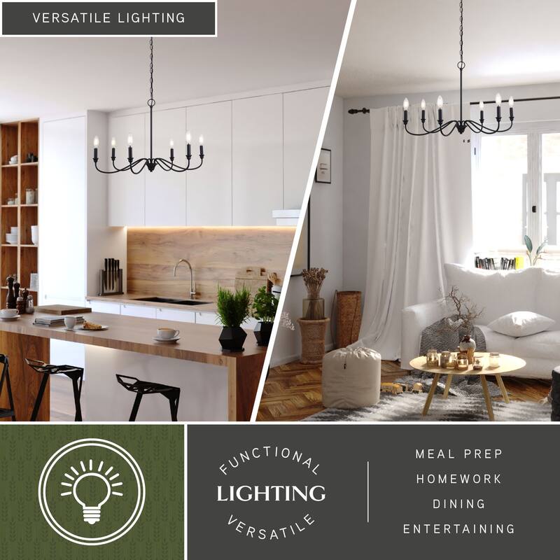 Annabelle 6 Light Farmhouse Candelabra Chandelier