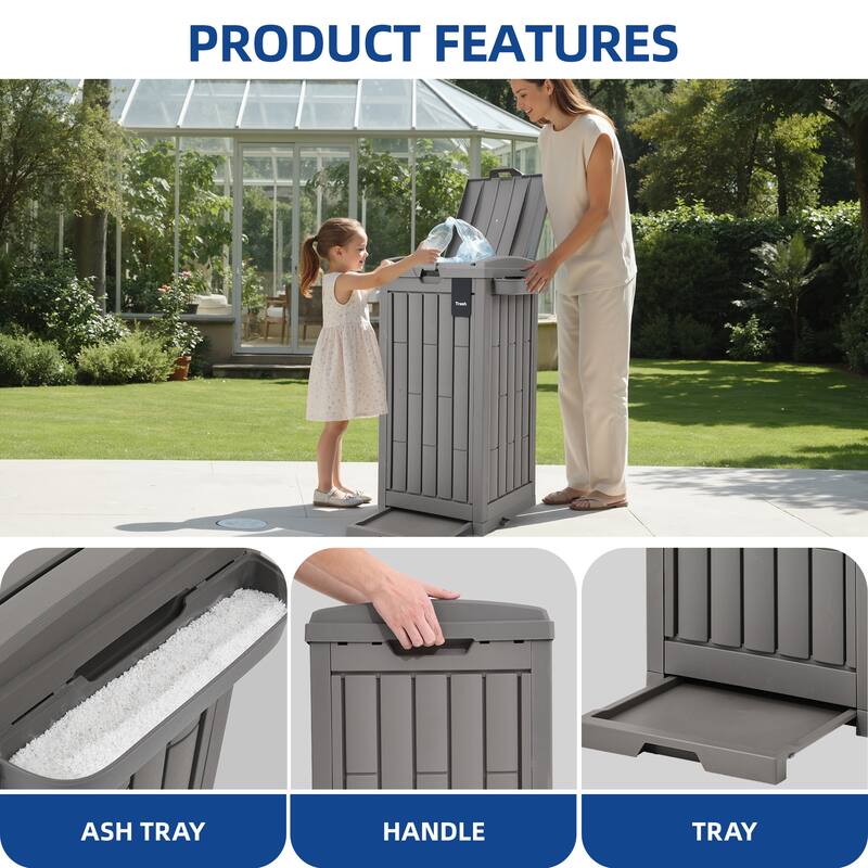 Moasis 31/76 Gallon Resin Outdoor Patio Trash Can