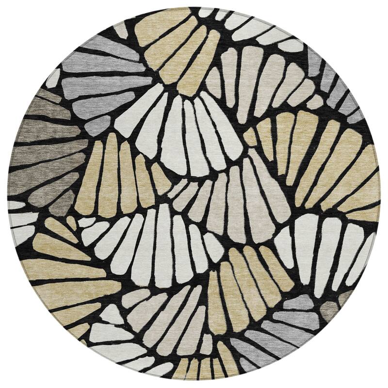 Machine Washable Indoor/ Outdoor Floral Modern Chantille Rug