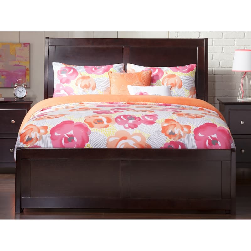 Portland Full Wood Platform Bed with Matching Footboard in Espresso