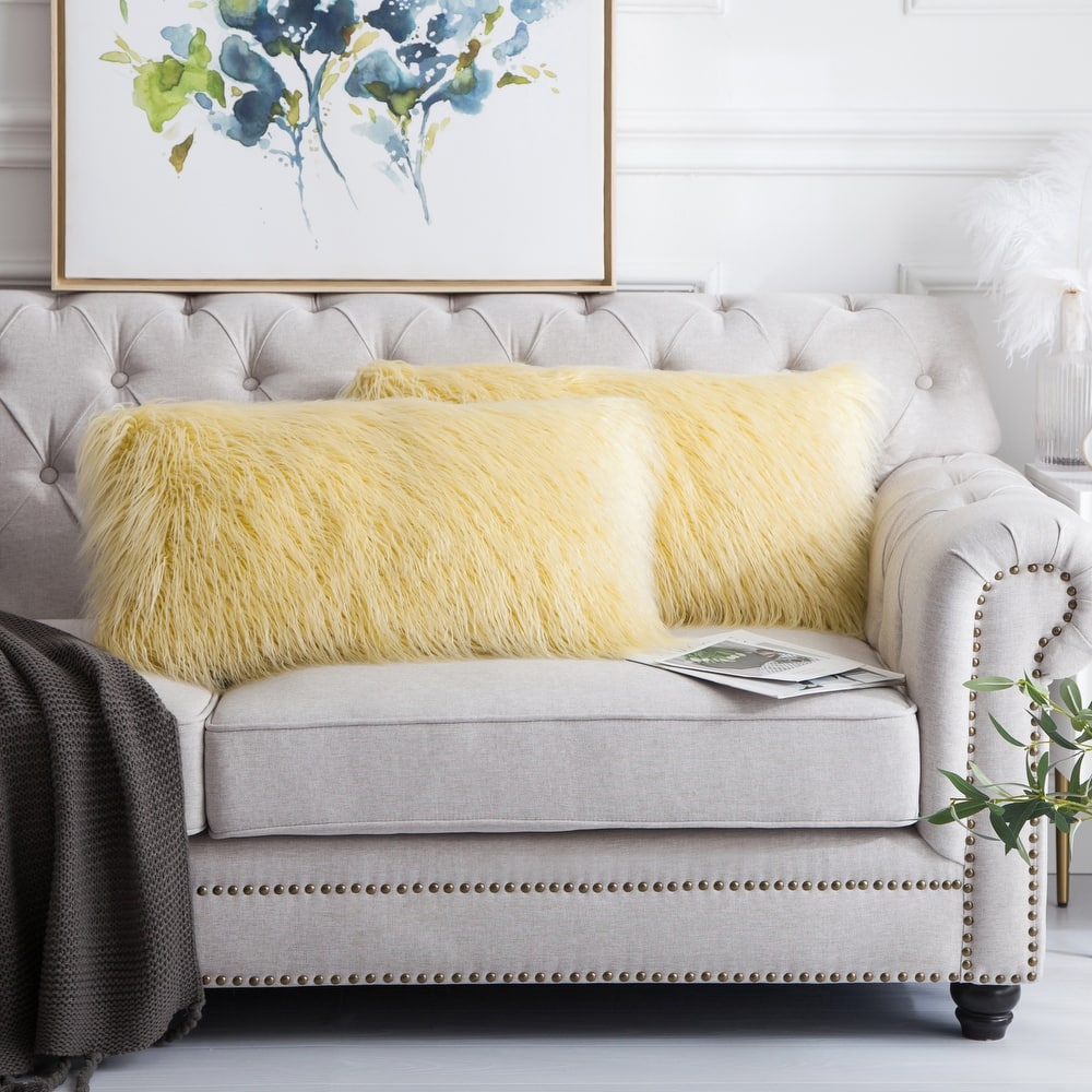 Karenne FauxFur Throw Pillow Covers (Set of 2), NO INSERT