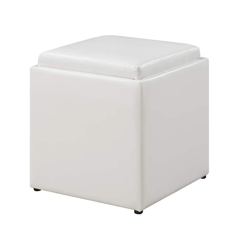 Single Ottoman with Stool - Compact Multi-Purpose Seating and Hidden Storage for Living Room, Bedroom, or Entryway Decor