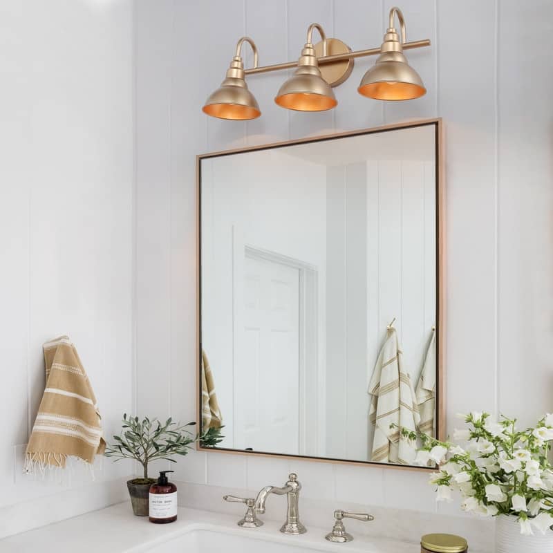 Mid-century Modern 3-light Bathroom Vanity Lights Dome Metal Shades Barn Wall Sconce - L23"x W 8"x H 8.5"