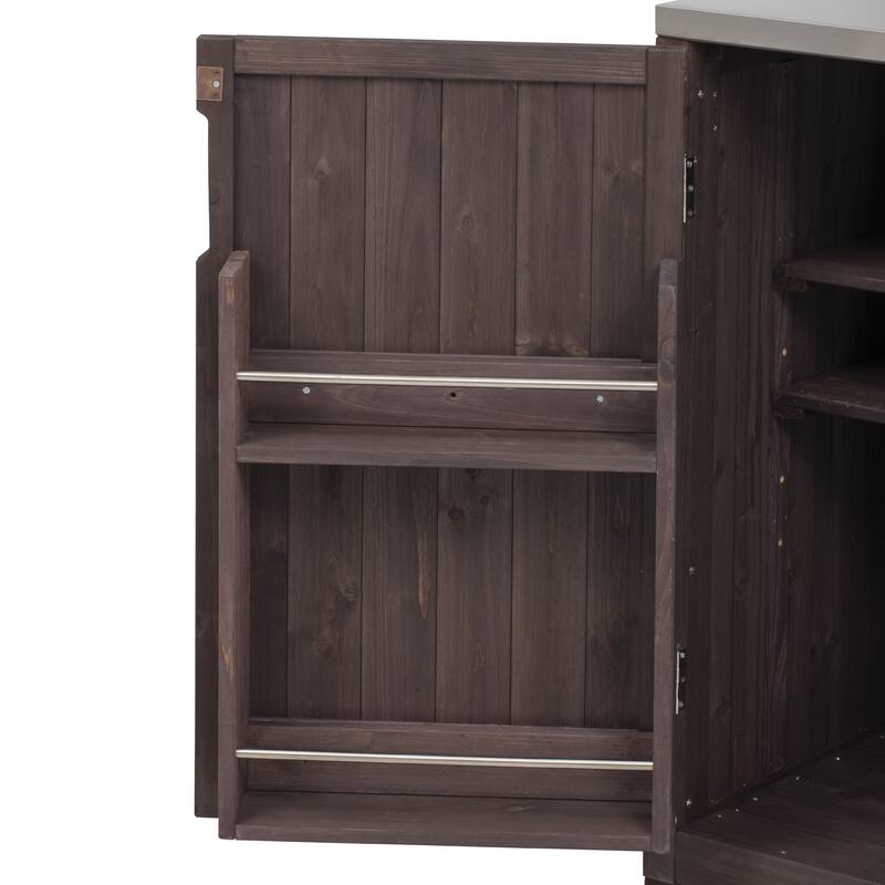 66.5" Outdoor Kitchen Island for Big Green Egg Grills, for Tabletop Grill with Stainless Steel Top, Drawer