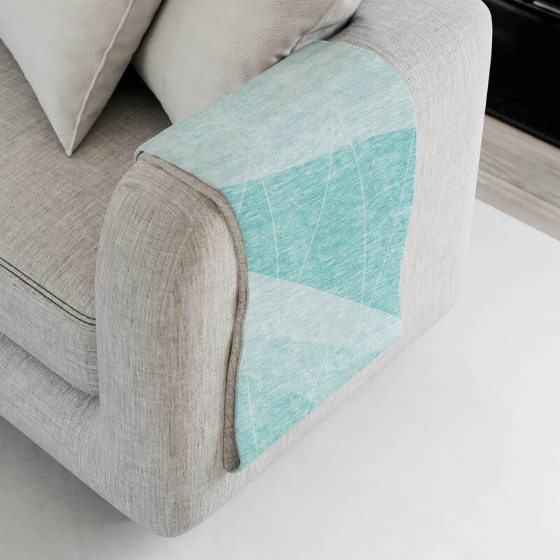 Premium Machine Washable Modern Prism Sherpa Throw Blanket - Teal - 4'2" x 5'10"