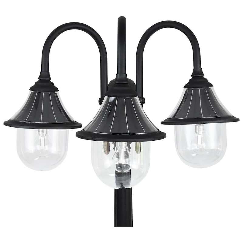 Gama Sonic Orion 3-Light Black Aluminum Modern Solar Lamp Post Light - N/A