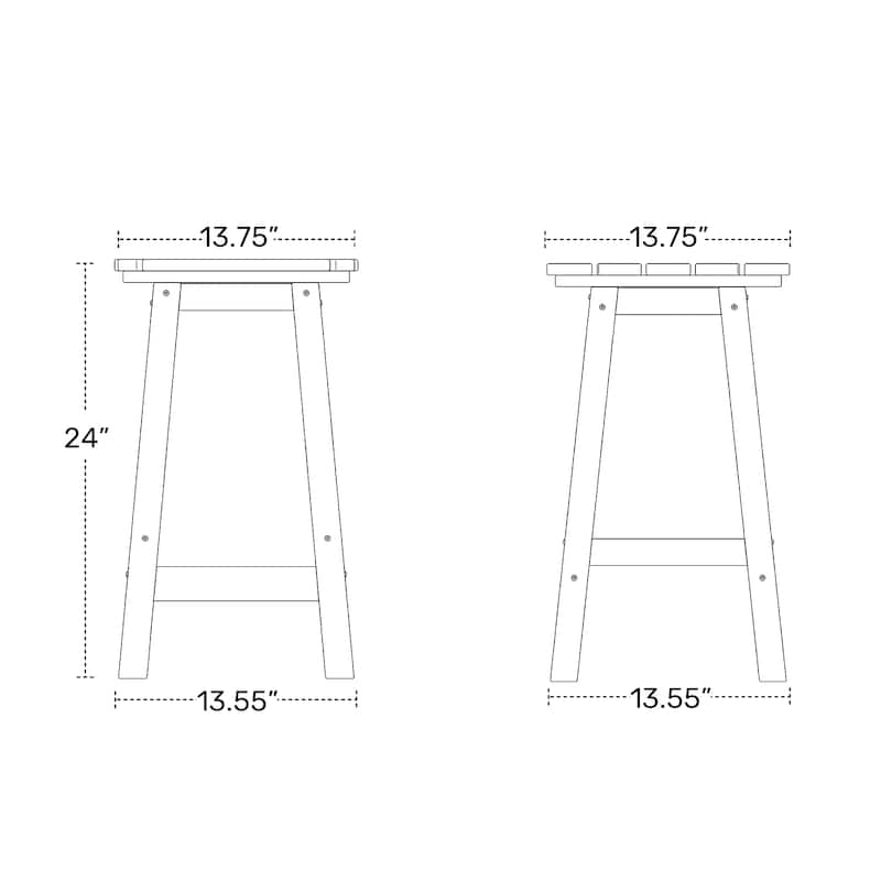 Laguna Hdpe All Weather Outdoor Patio 24" Round Counter Stool (Set Of 2)