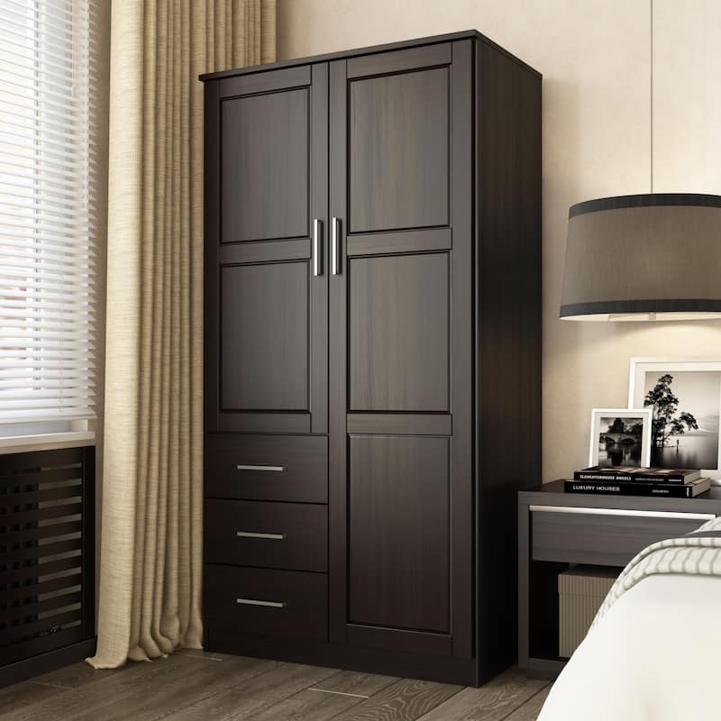 Palace Imports 100 Solid Wood Metro Wardrobe Armoire with Optional