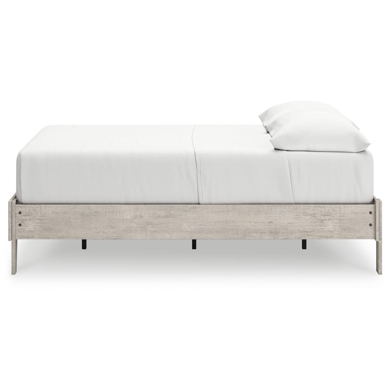 Shawn Full Size Minimalist Platform Bed, Light Gray Wood Frame