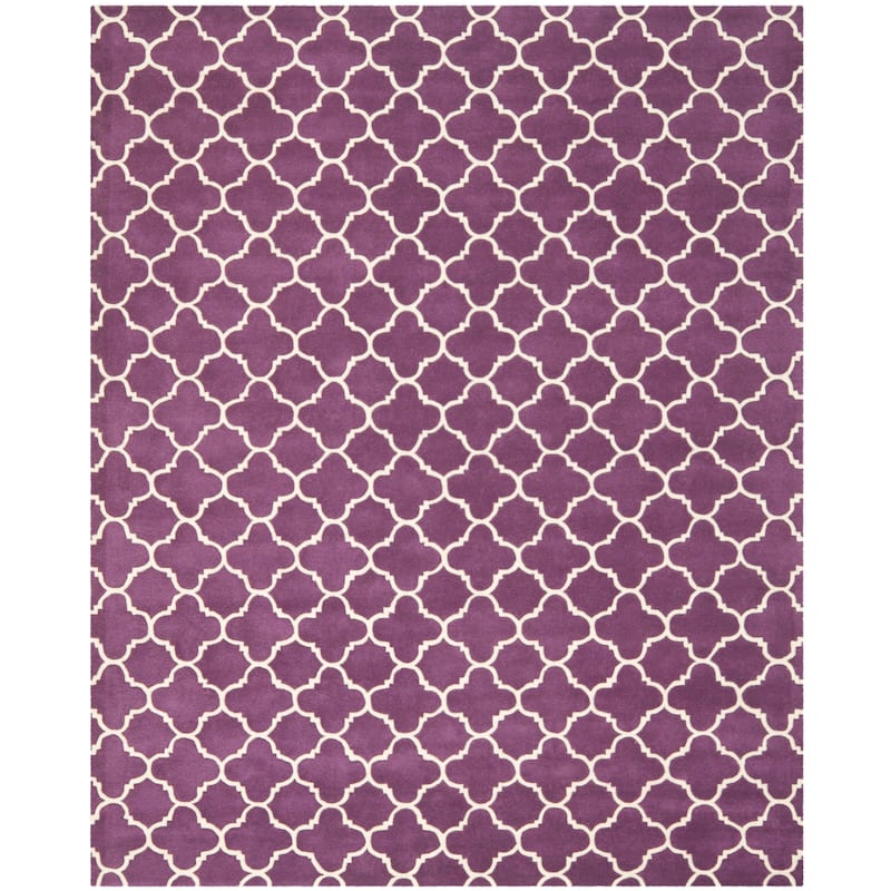 SAFAVIEH, Handmade Chatham Caisa Modern Moroccan Wool Rug - 10' x 14' - Purple/Ivory