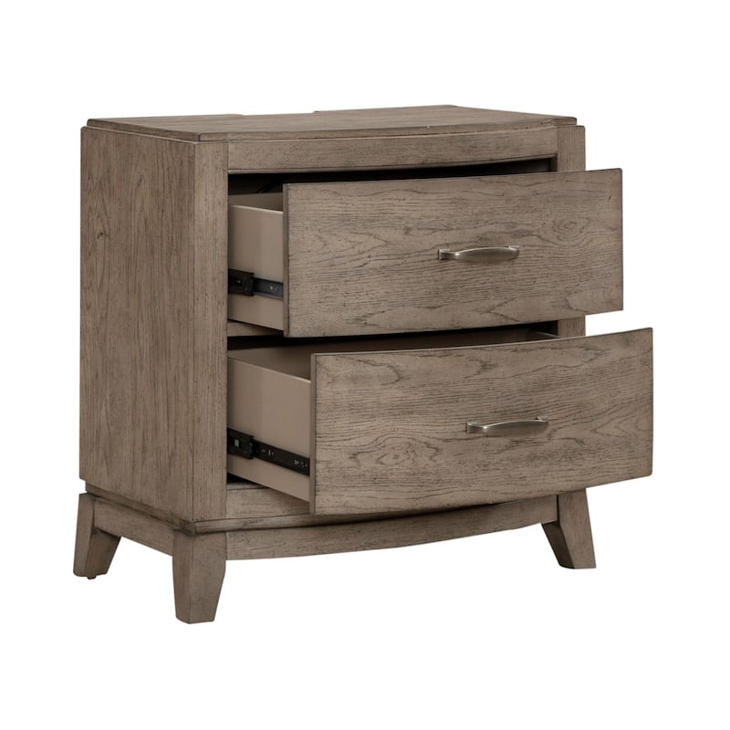 Avalon Burnished Beige Oak Nightstand with Charging Station