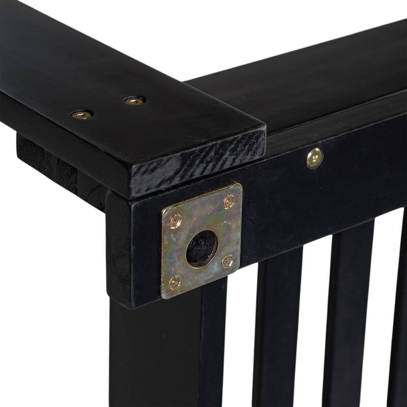 Patio Wooden Twin Size Porch Swing Daybed with 4 Hanging Ropes