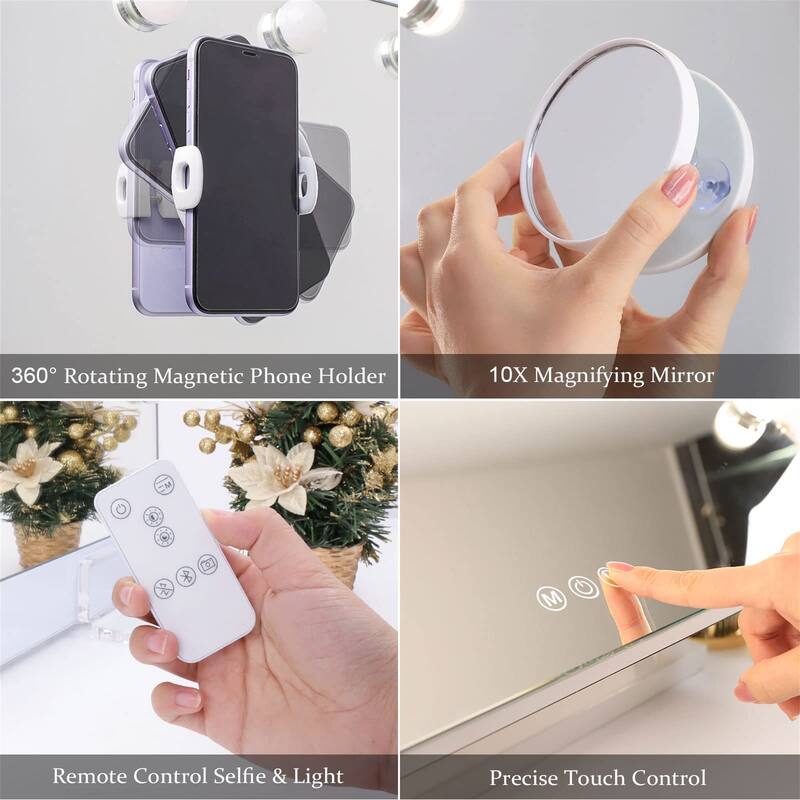 Selfie Vanity Mirror with Remote & Phone Holder