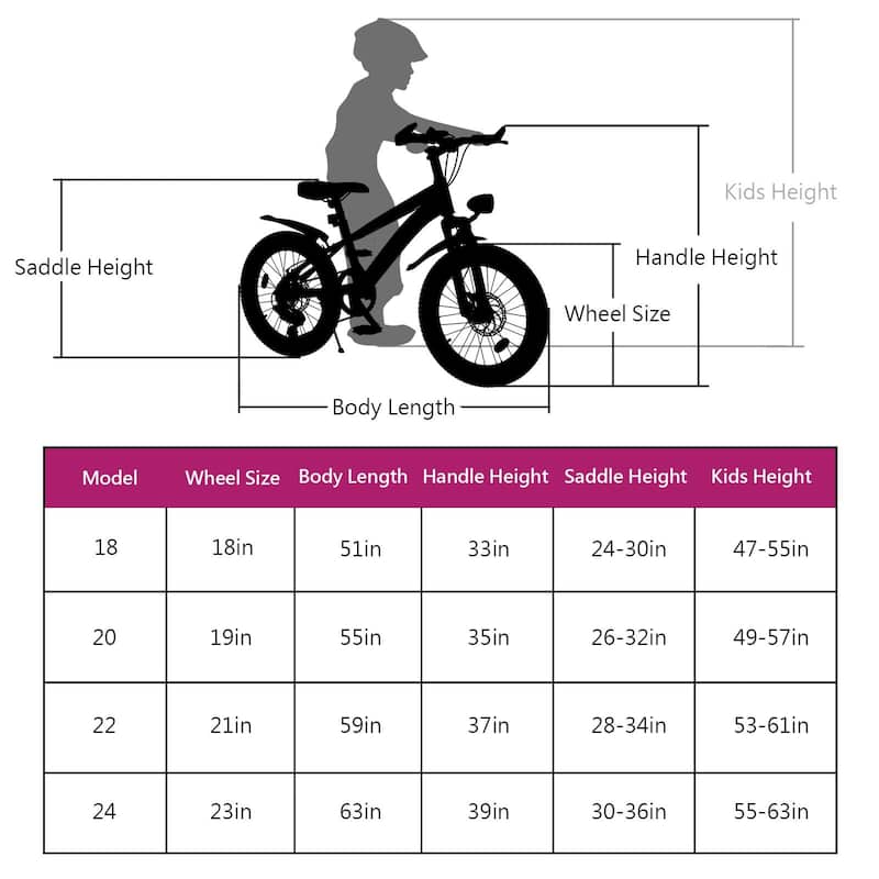 24 Inch Kids Mountain Bike for Boys & Girls Ages 7-12, 7-Speed with Dual Disc Brakes, Shock Fork & LED Light