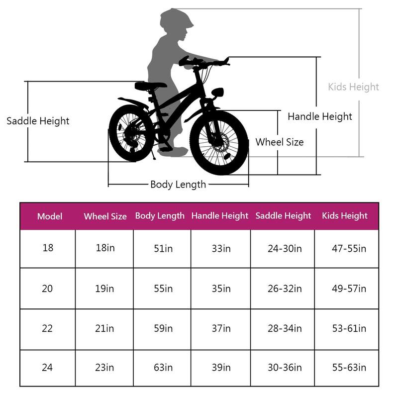 24 Inch Kids Mountain Bike for Boys & Girls Ages 7-12 - 7-Speed Gears, Dual Disc Brakes, Shock Absorber Front Fork, LED Light