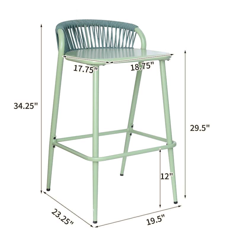 Christopher Knight Home - Samantha Durable Outdoor Barstools with Rope-Woven Backrest, Set of 2