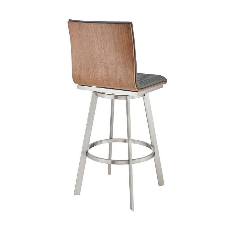 Swivel Counter Barstool with Horizontal Channel Stitching