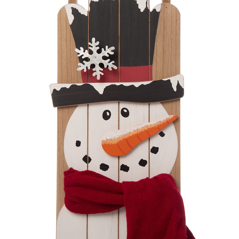 Glitzhome 42"H Wooden Christmas Sleigh Snowman or Santa Porch Sign