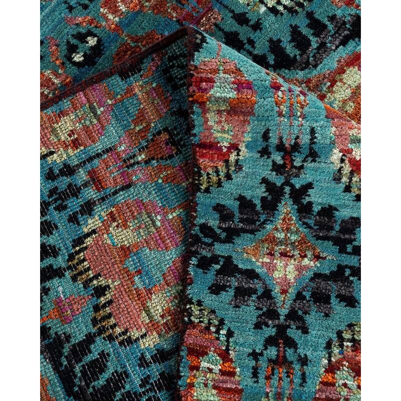 Modern One-of-a-Kind Handmade Area Rug - Black, 9' 2" x 12' 5" - 9' 2" x 12' 5"
