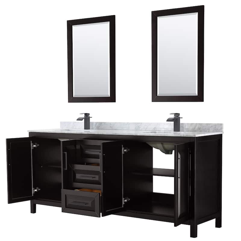 Daria 80-inch Double Vanity, Marble Top, 24-inch Mirrors