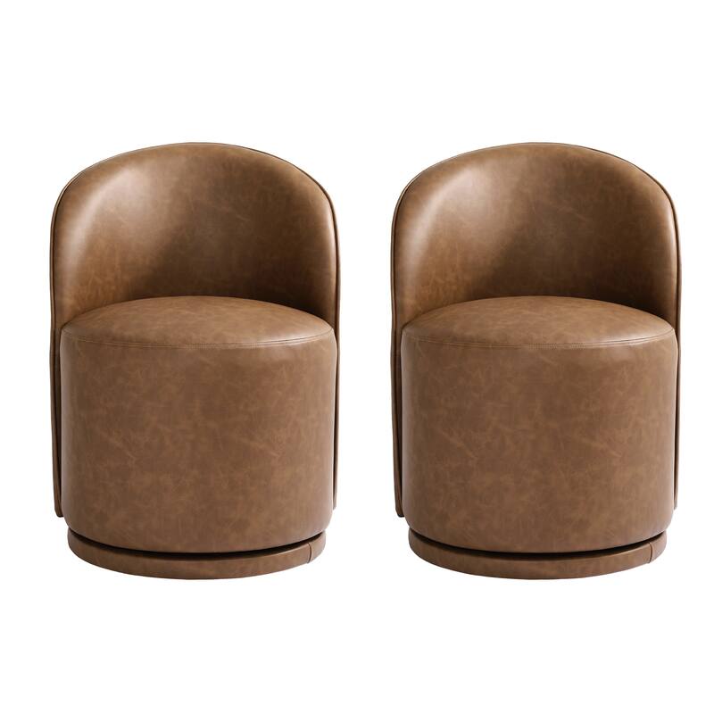 Upholstered Swivel Dining Chair Armless Barrel Chair
