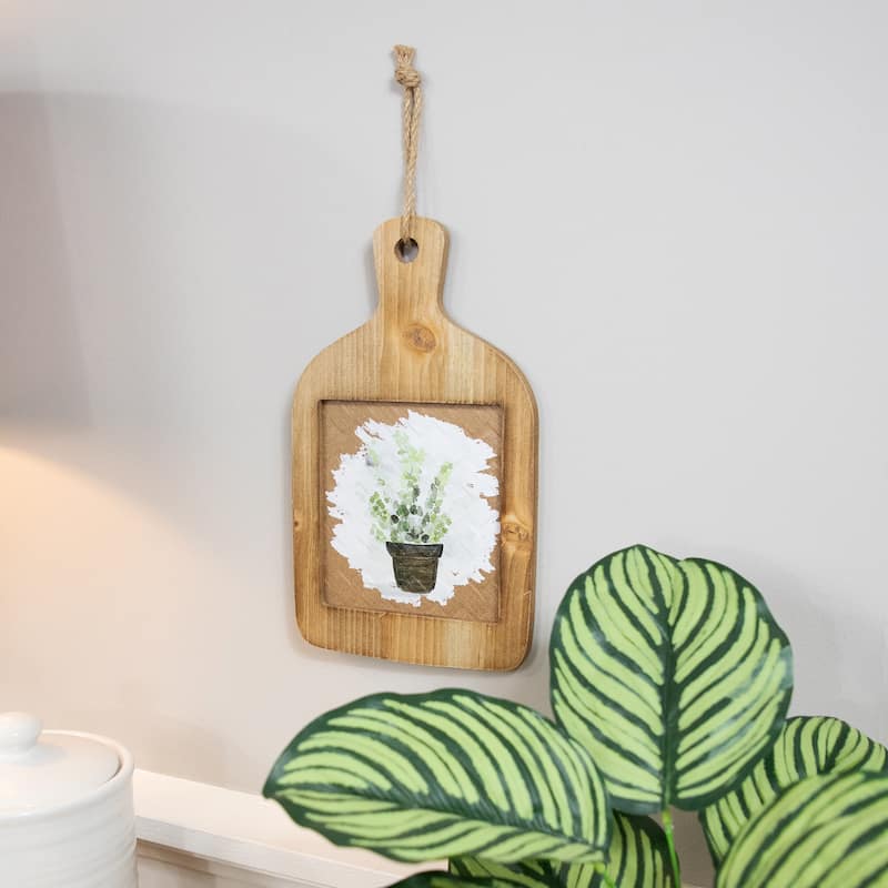 Natural Cutting Board Wooden Floral Wall Decoration - 10.5"
