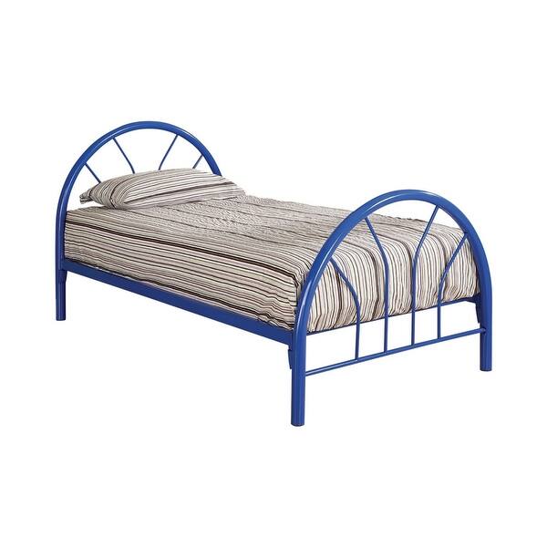 slide 2 of 5, Casually Modish Twin Size Metal Bed, Blue