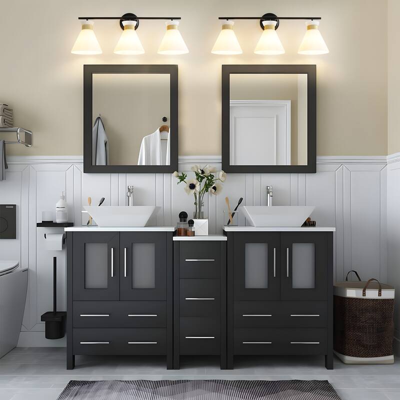 Dimmable Bathroom Vanity Light with Glass Shade