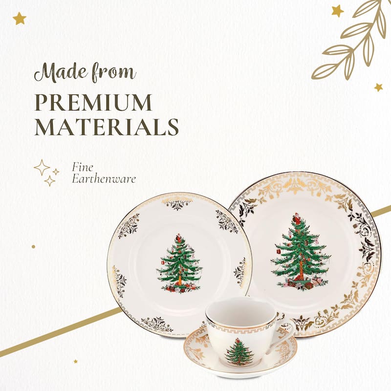 Spode Christmas Tree Gold 4 Piece Place Setting - 11.2" L x 3.5" W x 11.2" H