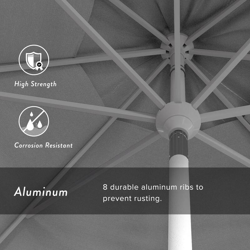 California Umbrella 11' Golden State Series Patio Umbrella White Aluminum Frame Crank Lift Collar Tilt Pacifica Pacific Blue