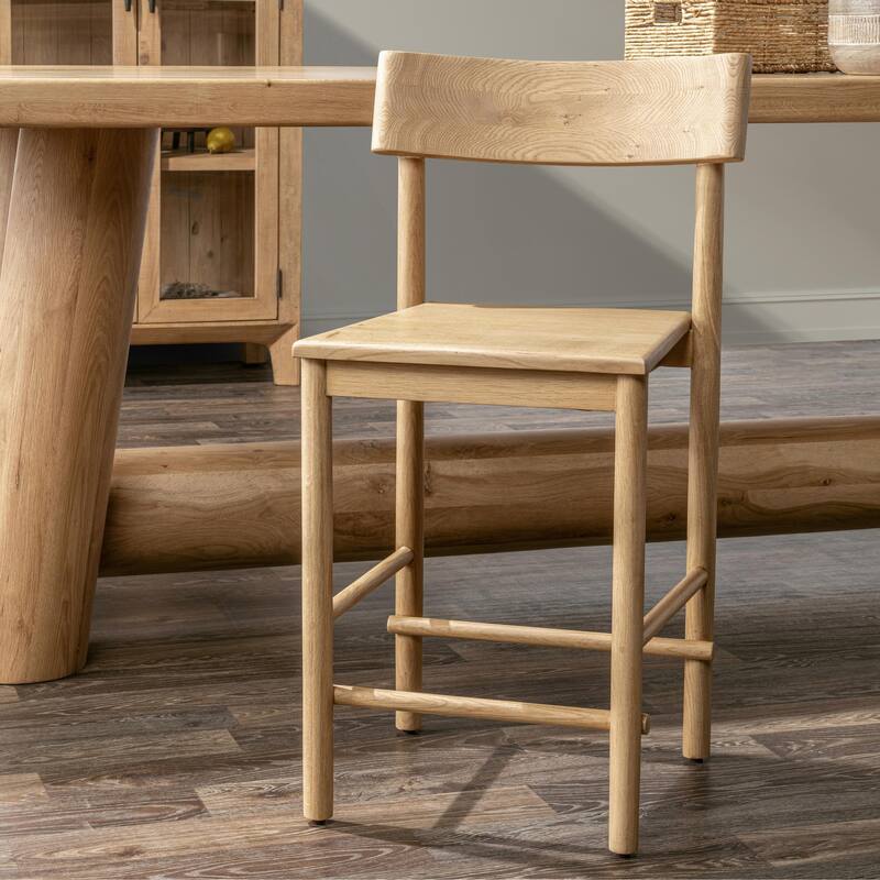 Classic Home Foundation Oak Wood 36.5" Counter Height Chair - Single - Light Oak - Counter Height