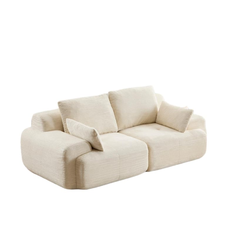 Oversize Memory Foam Compressed Deep Seat Couch Loveseat Sofa Pet-Friendly Corduroy 2 Seater Modular Sectional Sofa, No Assembly