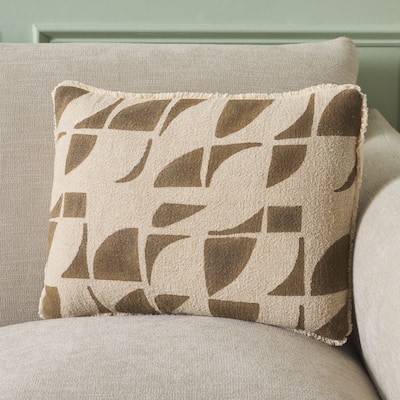 SAFAVIEH Home Juara 14W x 20L-inch Taupe/Natural Cotton/Linen Lumbar Pillow