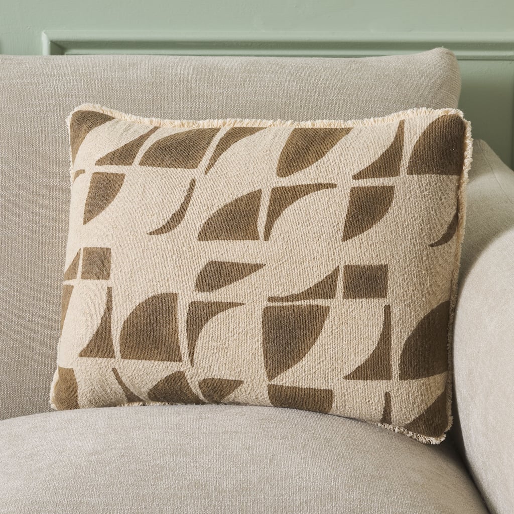 SAFAVIEH Home Juara 14W x 20L-inch Taupe/Natural Cotton/Linen Lumbar Pillow