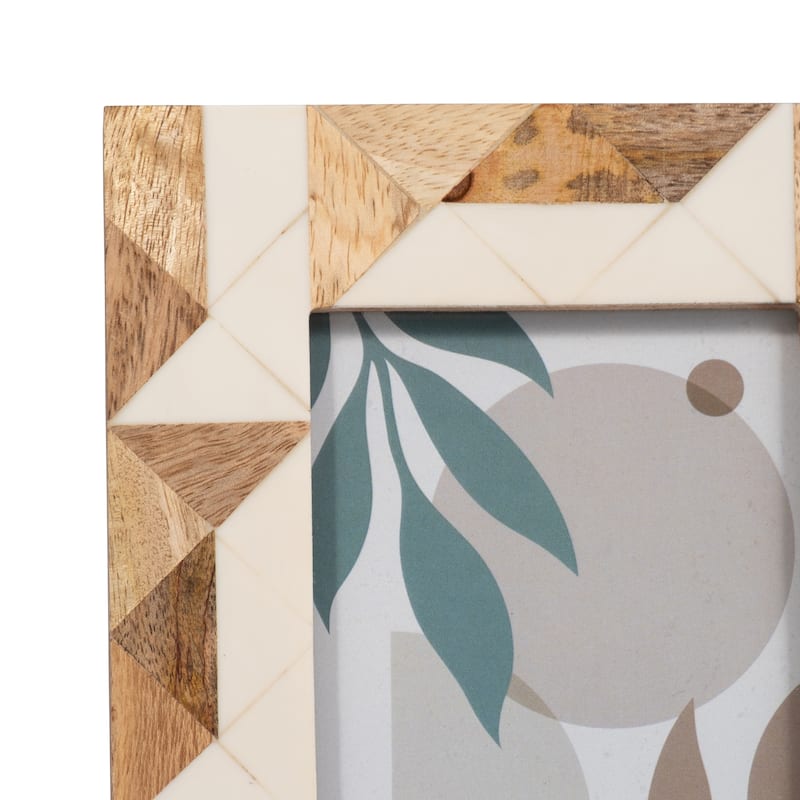Decorative Photo Frame Contemporary Resin Wood Brown and White Geometric Design Picture Frame Home or Office