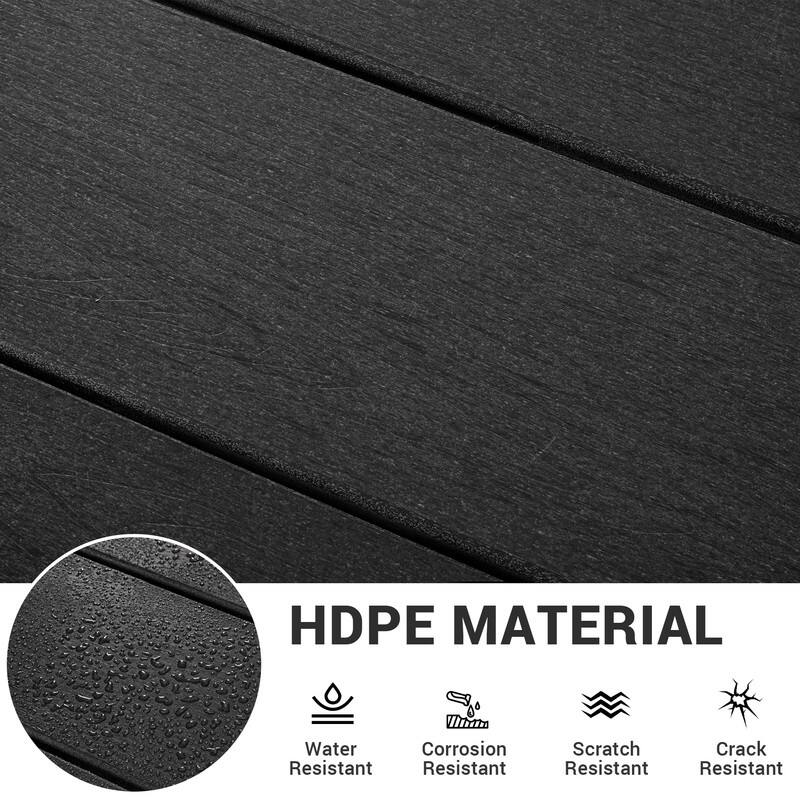 Black 5/7-Piece HDPE Plastic Patio Outdoor Dining Set with Arm Chairs