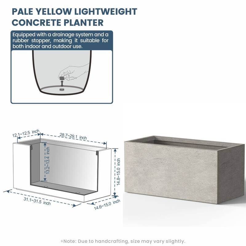 Tall Concrete Rectangle Plant Boxes / Large Indoor and Outdoor Flower Planters