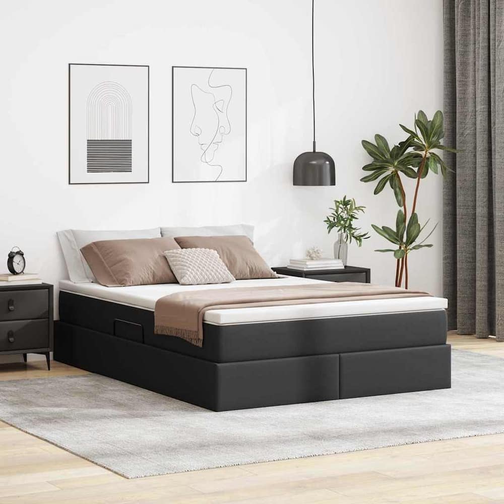 vidaXL Storage Bed with Mattress in Faux Leather