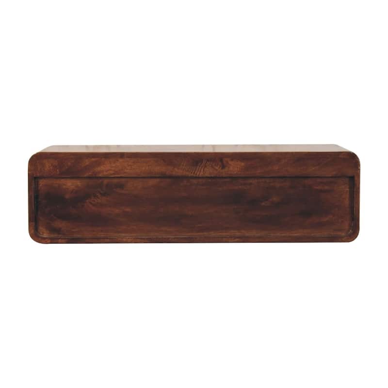 Artisan Furniture Solid Wood Floating California Walnut Open Console, Brown,1 Shelf, 2 Drawers