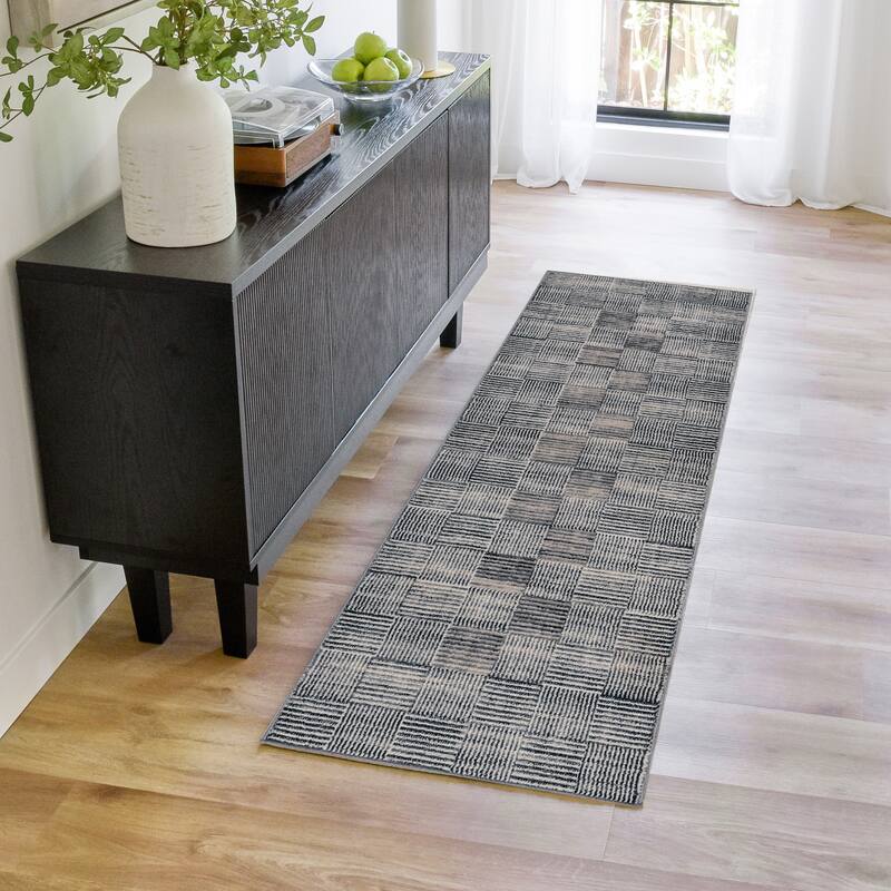 Gertmenian Flora Transitional Casual Modern Soft High-Low Polypropylene Polyester Indoor Area Rug Collection - 2' 2" x 6' - Lyla Blue - Runner