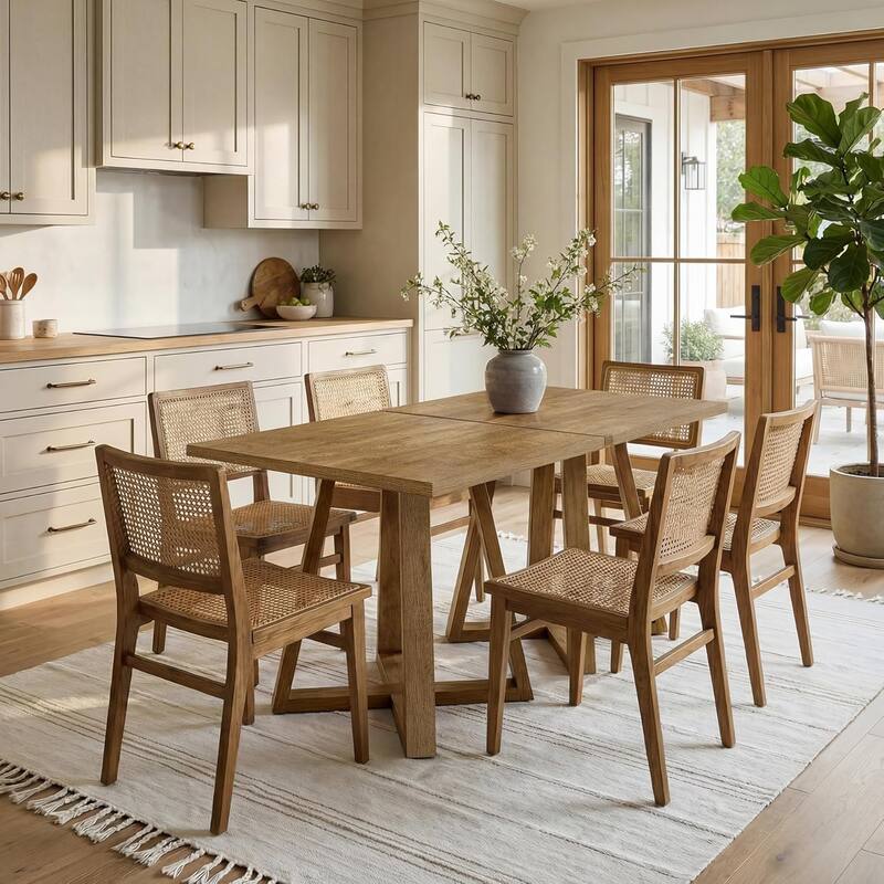 31.5" Small Square Dining Table, Modern Farmhouse Wooden Dinner Kitchen Table for 2-4 - 31.50" W × 31.10" D × 29.53" H