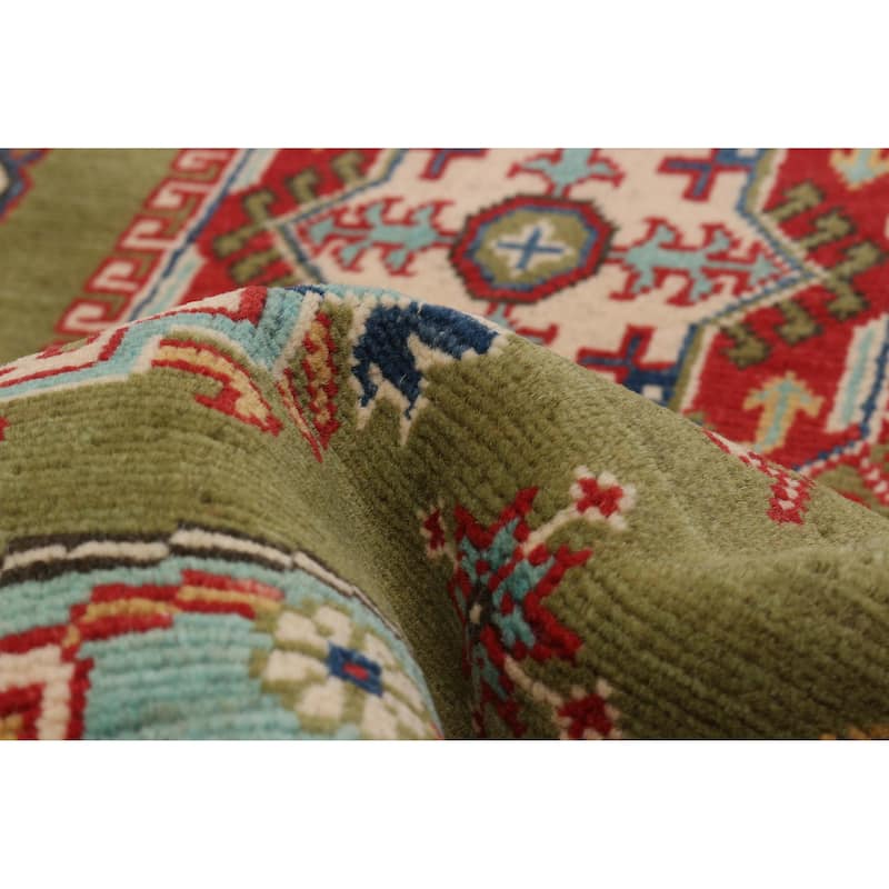 ECARPETGALLERY Hand-knotted Uzbek Ghazni Olive Wool Rug - 4'10 x 4'10