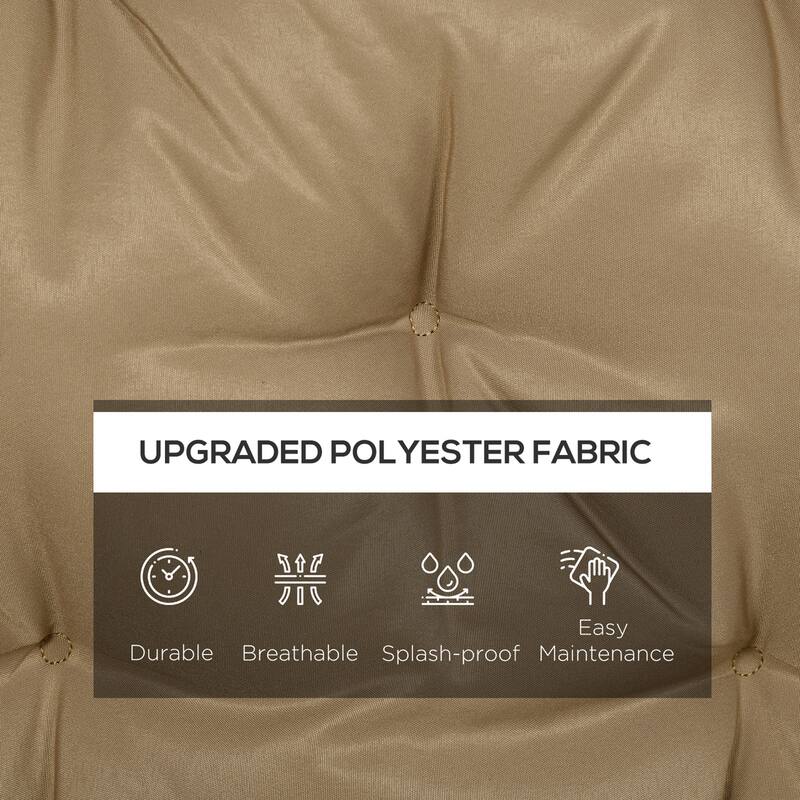 Polyester Cotton Overstuffed Outdoor Seat Cushion with Ties for Patio - 59" L x 19.25" W x 3.25" H