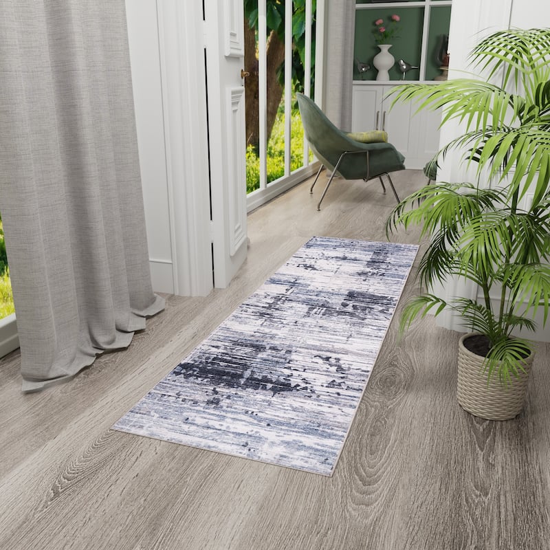 Licensed HGTV Everyday Chic Soft Flannel Zero Pile Printed Non-Slip Washable Indoor Area Rug - Halden Grey - 2'2"x6'