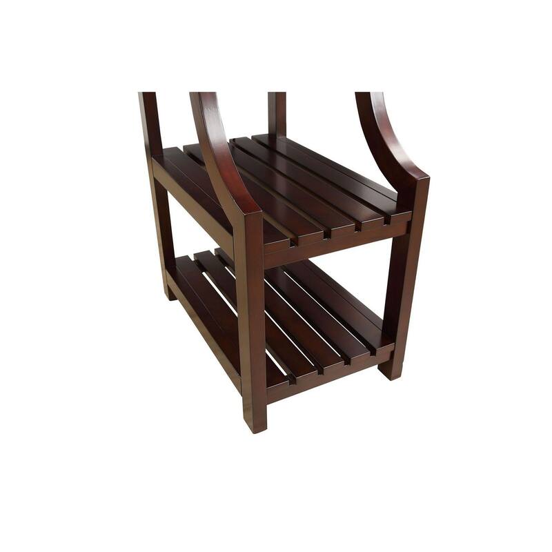 Wood Side Table / Accent Table with 2 Shelves and USB Charging Dock