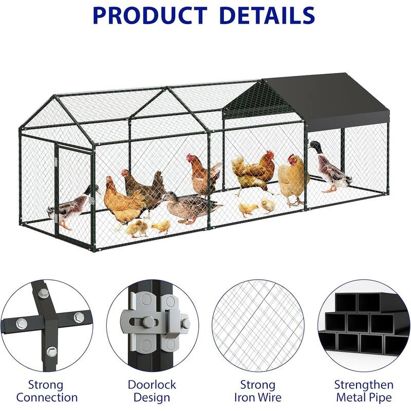 Outdoor Chicken Run Coop Hen House, Poultry Cage for Backyard Farm
