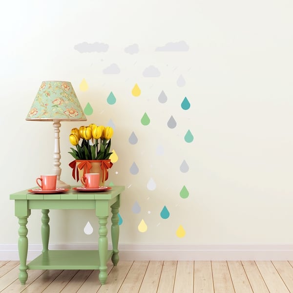slide 2 of 5, Walplus Clouds Drops Wall Sticker Home Decor Minimalist Simple Decal