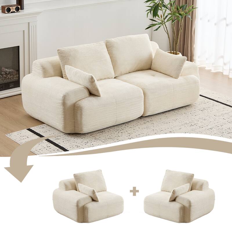 Featured Loveseat Sofa Couch with Throw Pillows, 2 Seater Large Sectional Sofa Couches for Living Room